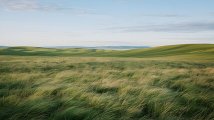 Naklejka premium Mountains and fields in spring