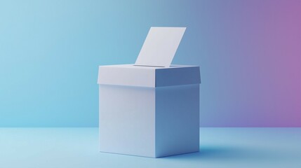 Empty ballot box with blank voting ballot paper isolated on light contrast background copy space for text