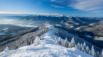 snow covered mountains in winter