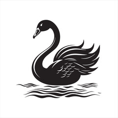 black swan on white,swan, bird, animal, vector, illustration, water, silhouette, symbol, love, lake, nature, art, duck, birds, cartoon, drawing, feather, black, beak, icon, design, wing, swimming, swa