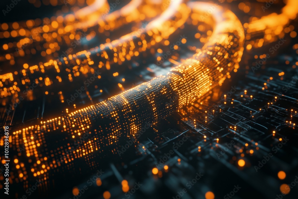 Aufkleber blockchain representation with network interconnections rendered in 3d