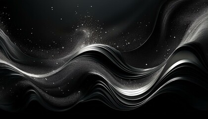 abstract black background with silver dust