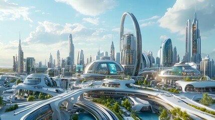 Futuristic Cityscape with Advanced Architectural Design