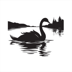 black swan on white,swan, bird, animal, vector, illustration, water, silhouette, symbol, love, lake, nature, art, duck, birds, cartoon, drawing, feather, black, beak, icon, design, wing, swimming, swa