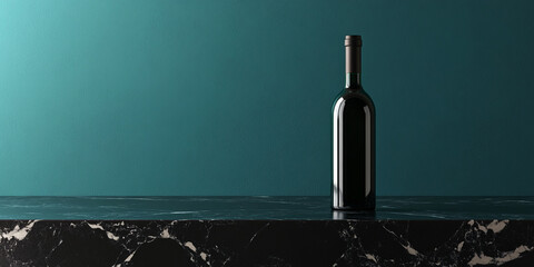 Elegant Wine Bottle on Marble Countertop