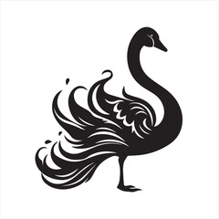 black swan on white,swan, bird, animal, vector, illustration, water, silhouette, symbol, love, lake, nature, art, duck, birds, cartoon, drawing, feather, black, beak, icon, design, wing, swimming, swa