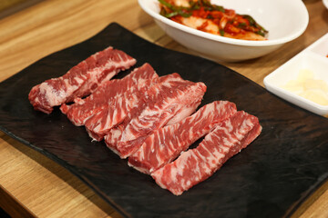 Korean beef. The raw beef ribs