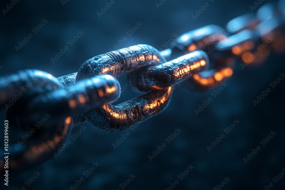 Aufkleber digital code chain concept 3d rendering with intricate detail