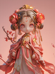 Fototapeta premium Cute personified little girl bliBlind box