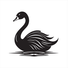 black swan on white,swan, bird, animal, vector, illustration, water, silhouette, symbol, love, lake, nature, art, duck, birds, cartoon, drawing, feather, black, beak, icon, design, wing, swimming, swa