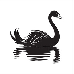 black swan on white,swan, bird, animal, vector, illustration, water, silhouette, symbol, love, lake, nature, art, duck, birds, cartoon, drawing, feather, black, beak, icon, design, wing, swimming, swa