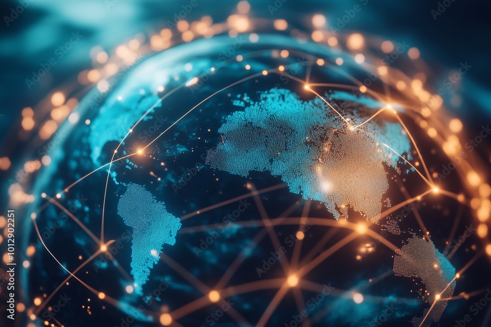 Poster global network and telecommunication concepts for internet business connecting the world