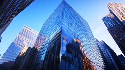 Modern Glass Skyscrapers Under Clear Blue Sky