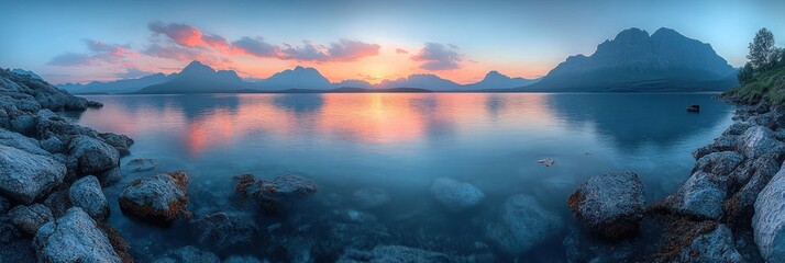 Serene Mountain Lake Sunset