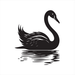 black swan on white,swan, bird, animal, vector, illustration, water, silhouette, symbol, love, lake, nature, art, duck, birds, cartoon, drawing, feather, black, beak, icon, design, wing, swimming, swa