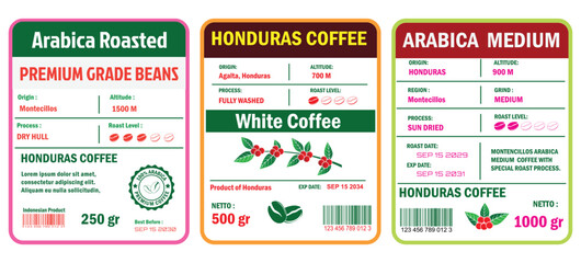 Fototapeta premium Illustration of Honduran Coffee Labels template simple flat style in RGB mode color.