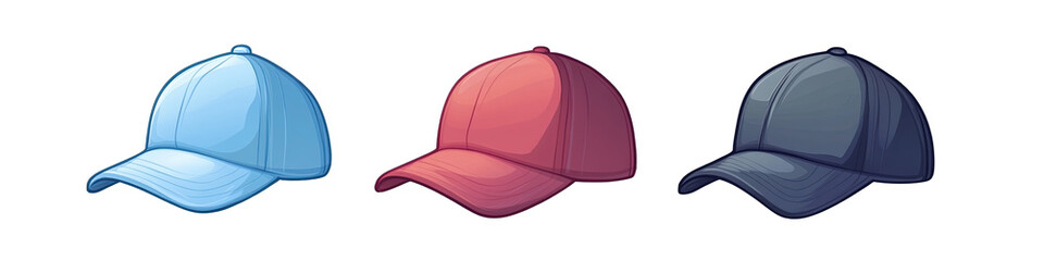 A Baseball Cap in Cartoon Style. Isolated on a Transparent Background. Cutout PNG.