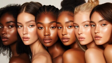 Obraz premium Diverse group of women with radiant skin tones.