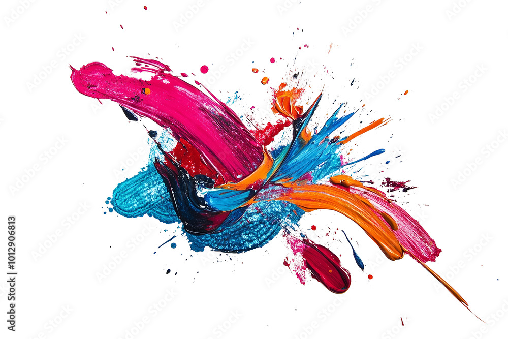 Leinwandbilder colorful abstract paint splash on black background creating dynamic movement and artistic flair.