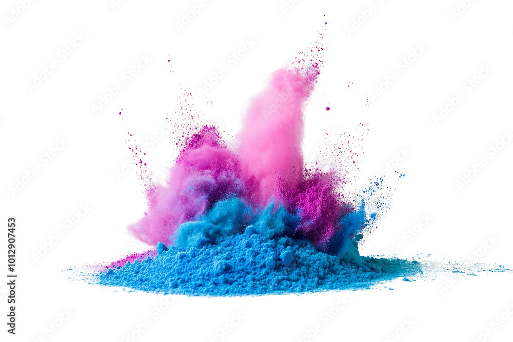 Aufkleber colorful explosion of pink and blue powder on a black background, creating a vibrant and dynamic vis