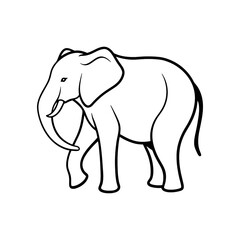 Black elephant silhouette walking on white background. This is an editable and printable vector eps file.Giraffe silhouette with white background