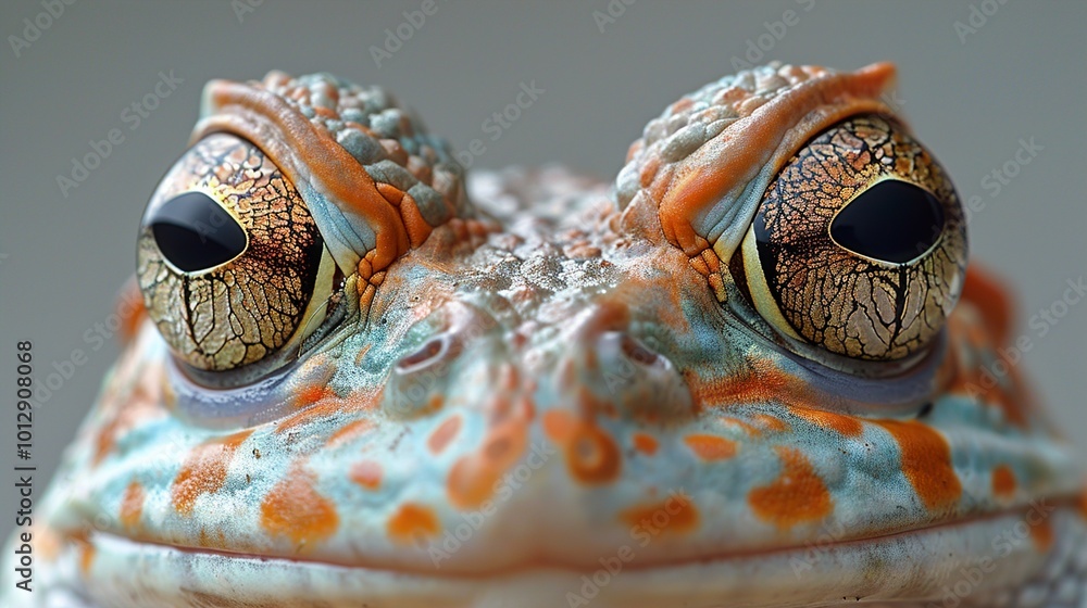 Sticker Close-Up Portrait of a Colorful Frog's Eyes