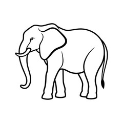 Black elephant silhouette walking on white background. This is an editable and printable vector eps file.Giraffe silhouette with white background