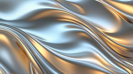 Flowing Metallic Silver and Gold Abstract Background