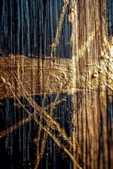 Abstract Gold and Black Wood Grain Texture