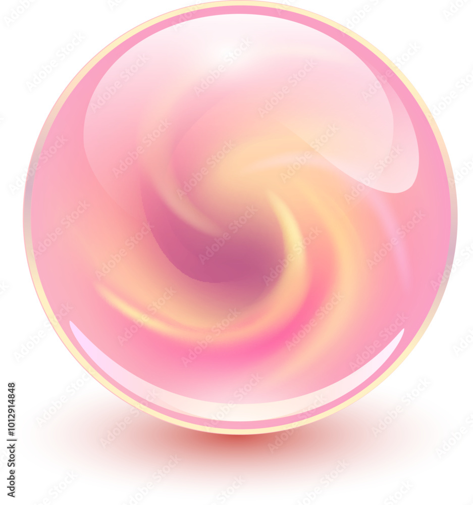 Aufkleber Glass ball with abstract spiral shape inside, shiny sphere with interesting marble pattern, 3d illustration.
