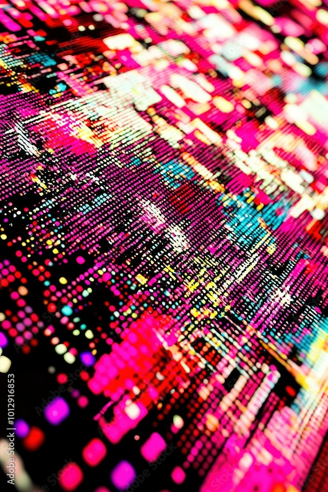Poster Abstract Colorful Pixelated Pattern with Diagonal Lines