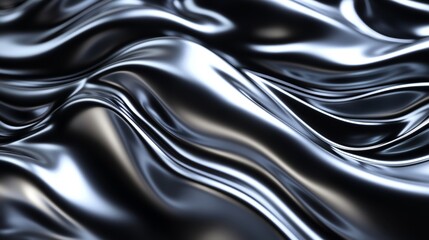 Smooth Black Fabric Waves with Glossy Texture