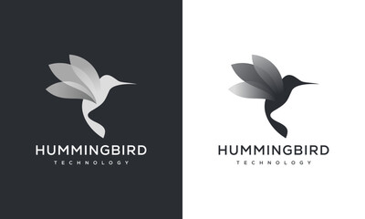 hummingbird logo, technology, smart, future, logo design vector. © pervector
