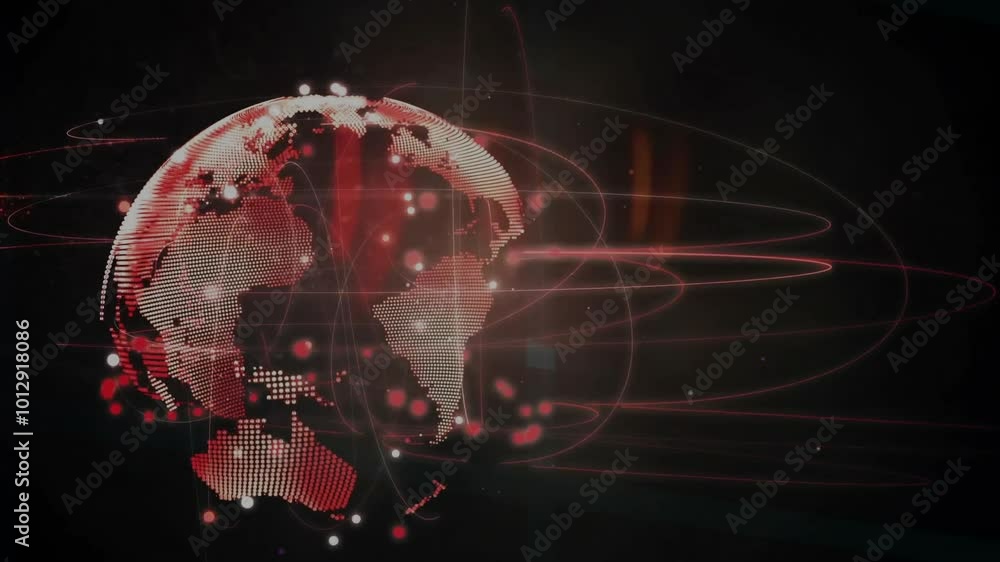 Poster animation of network of connections over globe on black background