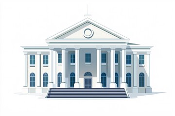 A vector illustration of a timeless courthouse design, ideal for use in templates, posters, or mockups, set against a clean white backdrop.