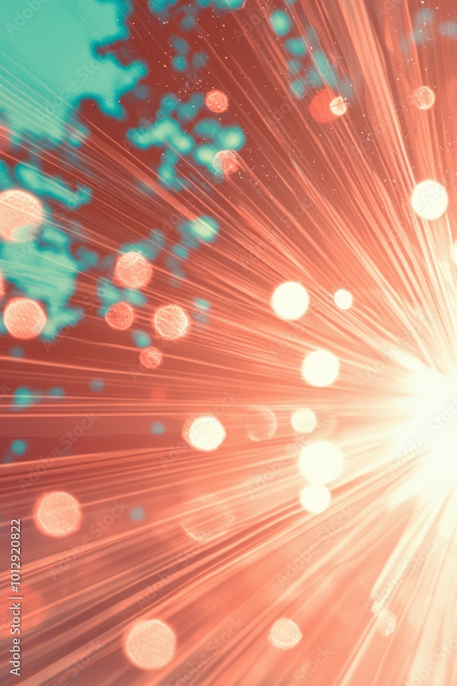 Poster abstract blurred light rays and bokeh circles