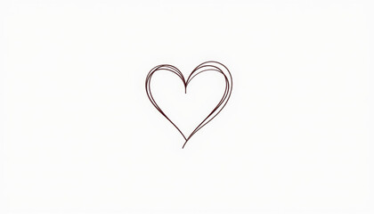 Simple Heart Outline on White Background