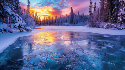 sunset in the forest