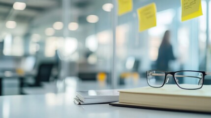 Office Desk with Book and Glasses