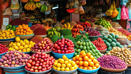 Cultural Exploration in a Bustling Asian Fruit Market: A Vibrant Journey