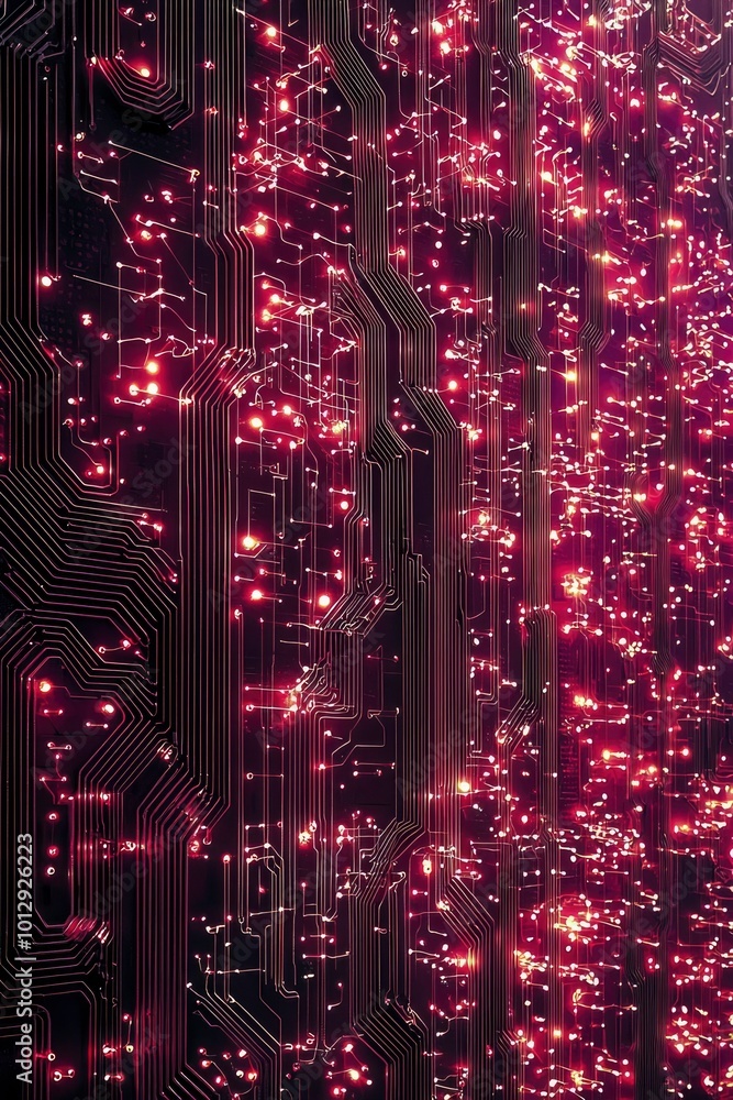 Aufkleber abstract close-up of a circuit board with illuminated wires and connections