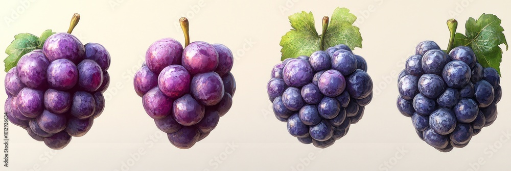 Wall mural Four Grapes, Different Shades of Purple