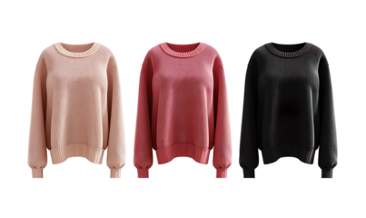 stylish girls trendy round neck sweaters  on a transparent background