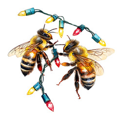 Christmas Honey Bee Clipart Vector Illustration