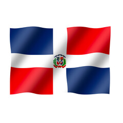 The national flag of the dominican republic flies beautifully