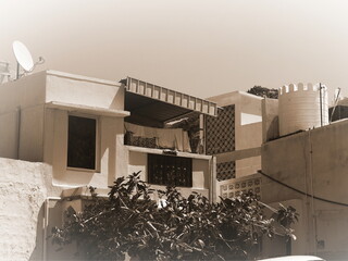 House Rustic Exterior Front View Sepia Vintage Architectural Elements