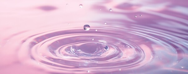 Abstract water,pink water surface,water drops falling,cosmetic background with rings, water surface and ripples,Spa concept background,Splash cosmetic moisturizer water,skincare,Flat lay,copy space.