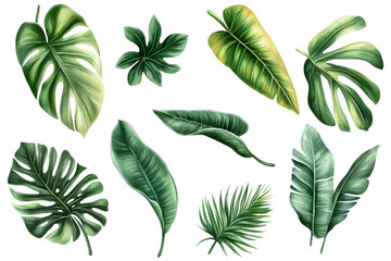 A seamless pattern of green leaves on a white background, showcasing nature's beauty with a fresh and eco-friendly design