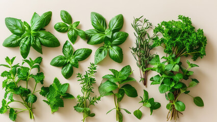 Obraz premium Fresh Hydroponic Herbs: Small Bunches of Flavor