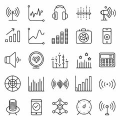 Downloadable Music and Multimedia Icon Set: Circle Outline Designs"
"High-Quality Circle Outline Icon Set for Music and Multimedia"
"Versatile Music and Multimedia Icon Set with Circular Outlines"